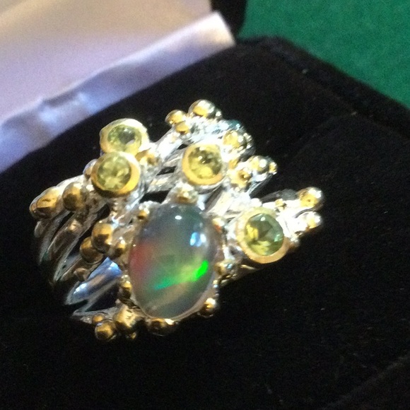 Surrealistic Genuine Firery Opal Ring - Picture 5 of 14
